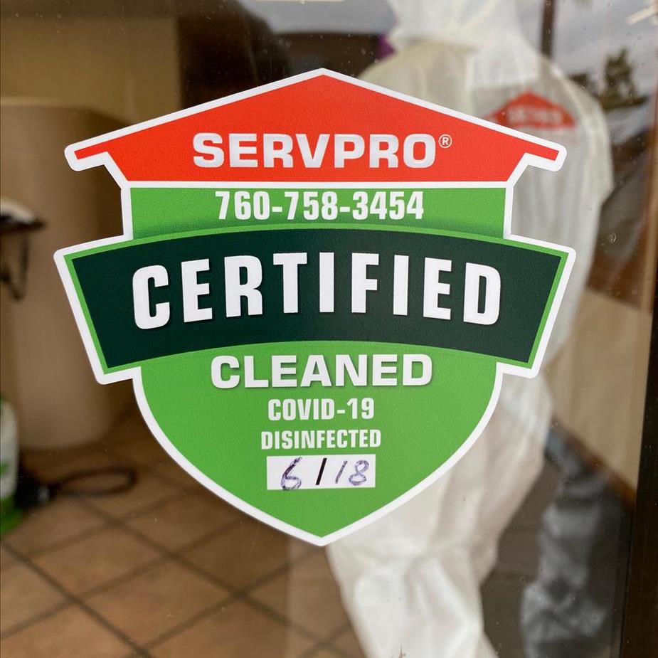 Digital emblem of Certified: SERVPRO Cleaned sticker in window.